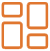 Oranger Icon mit vier Quadraten – Symbol für Dashboard oder Organisationsstruktur