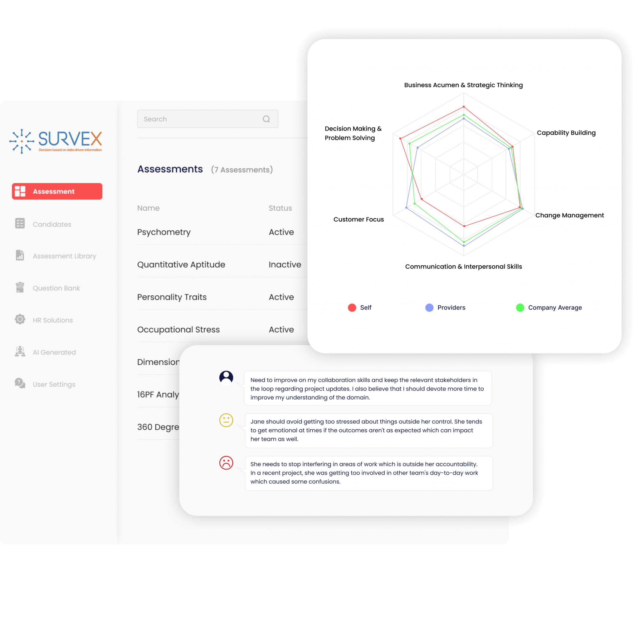 Software-Dashboard mit Spinnendiagramm – Beispiel für Analyse- oder Bewertungs-Tool.