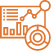 Oranger Icon mit Diagramm und Pfeil nach oben – Symbol für Wachstum und Erfolgsmessung