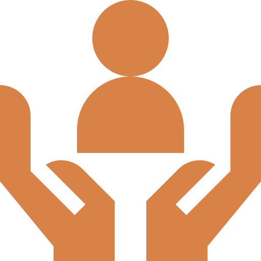 Person in schützenden Händen – Symbol für Fürsorge oder Kundensupport