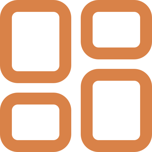 Vier Quadrate in Rasterform – Symbol für ein Dashboard oder ein App-Layout.