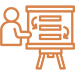Orangefarbener Icon einer Präsentation auf Staffelei