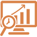 Orangefarbener Icon eines steigenden Diagramms auf Monitor